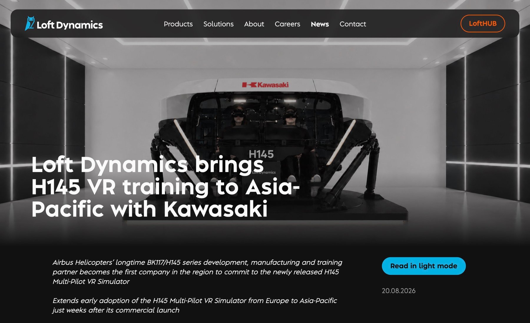 News article page in the dark look