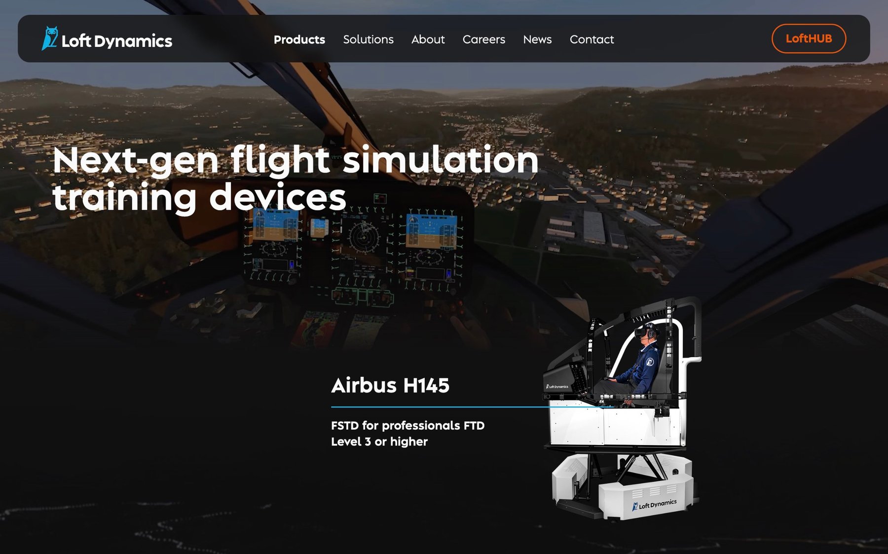 Product page for the Airbus H145 simulator