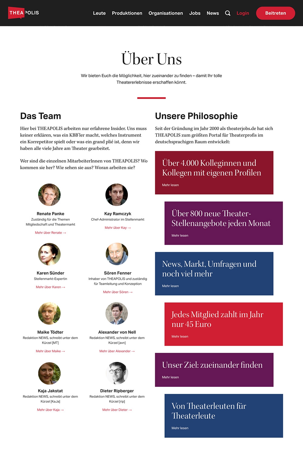 THEAPOLIS about page with the team and the philosophy